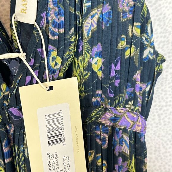 Ramy Brook Mallory Blue Floral Ruffle Top| Size S - Picture 7 of 8